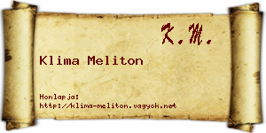 Klima Meliton névjegykártya